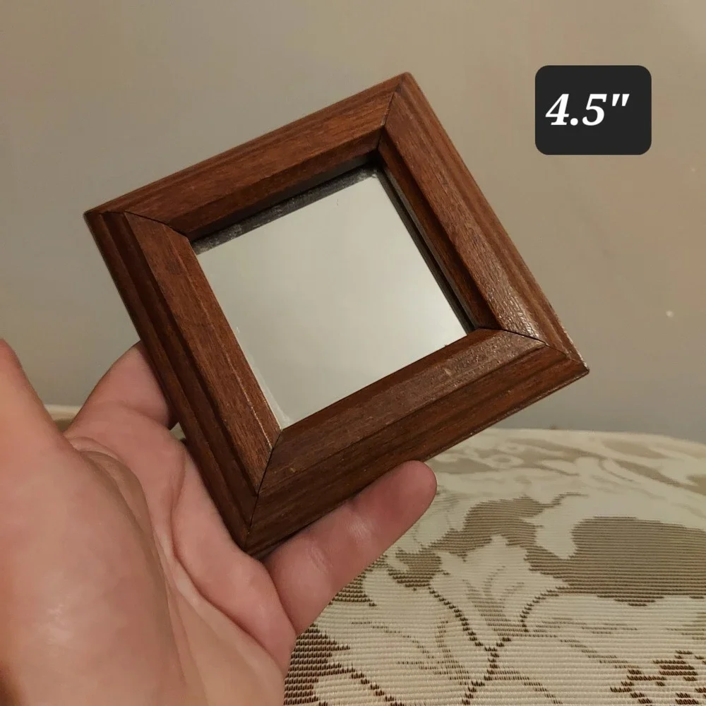 Set of 3 Small Square Wood Framed Wall Mirrors 4.5